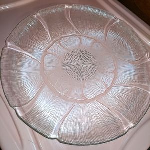 NWOT! Beautiful Glass Floral Serving Platter